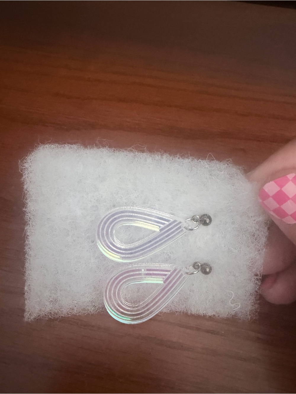 Iridescent Pink Teardrop Earrings - Unbranded